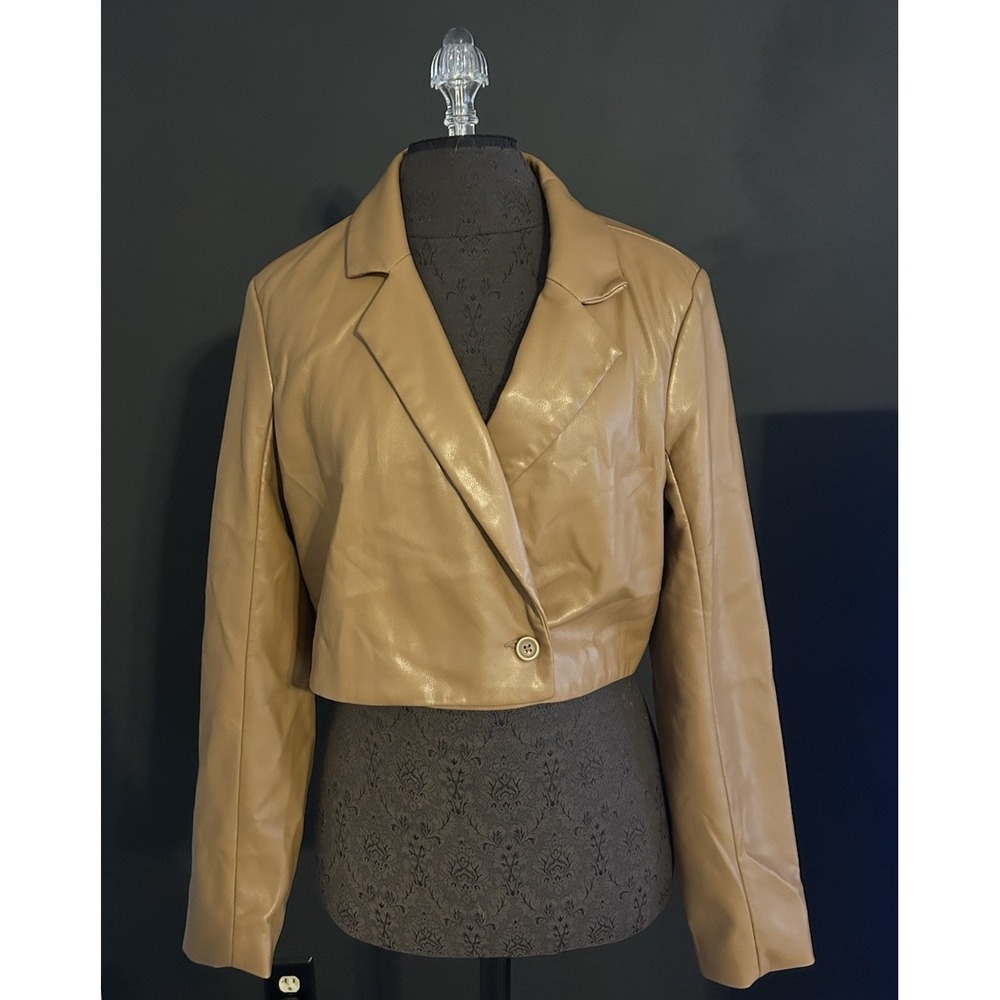 Abercrombie & Fitch Vegan Leather Crop Jacket in Butterscotch NWOT size M